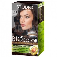Kreminiai plaukų dažai " Studio BIOcolor", 3.4 karštas šokoladas, 50/50/15 ml